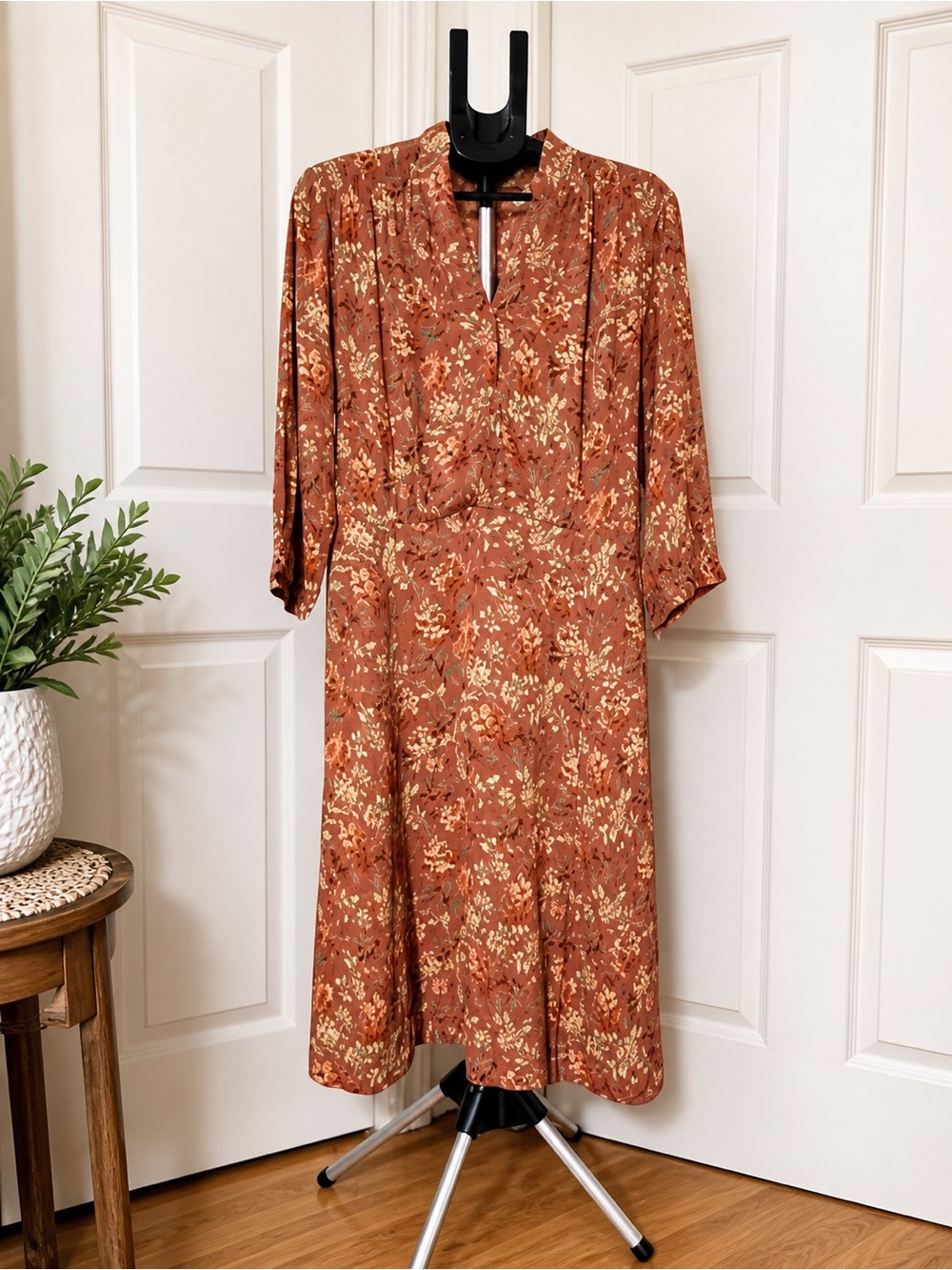 April Cornell Rust Floral Long Sleeve Dress